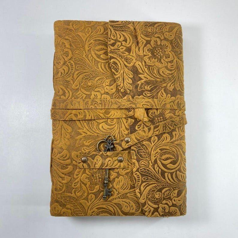 Handmade Vintage Leather Journal with Key Lock Writing Notebook