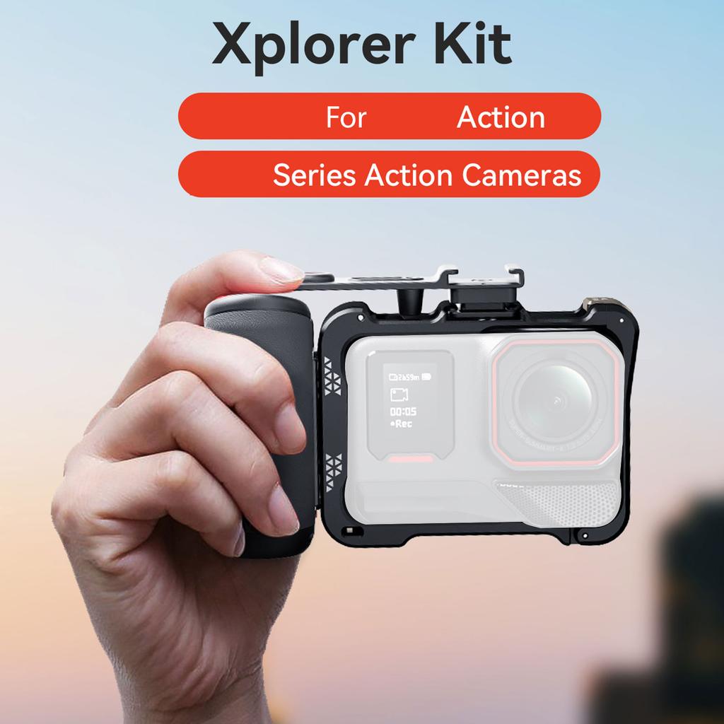 Street Photography Handle Kit Bundle for Insta360 with Camera Grip and Cage Quick Remove Mount