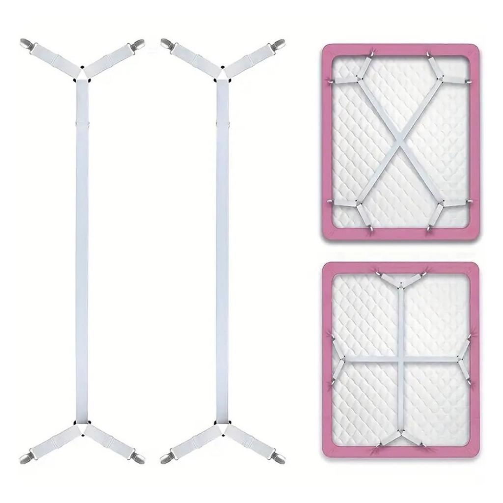 Set of 2 Strong Polyester Bed Sheet Tensioners with Metal Clips Secure Fit Sheets Nonslip Design Bed Sheet Holder Strap