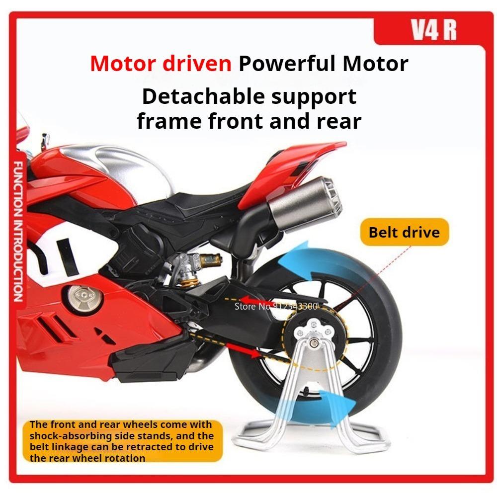 Scale 1:9 V4R 1299 Motorcycle Model Toy Car Alloy Body Rubber Tires Shock Absorption Spray Motor Models Office Table Ornament