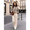 Women S Round Neck Fleece Striped Long Sleeve Loose Top