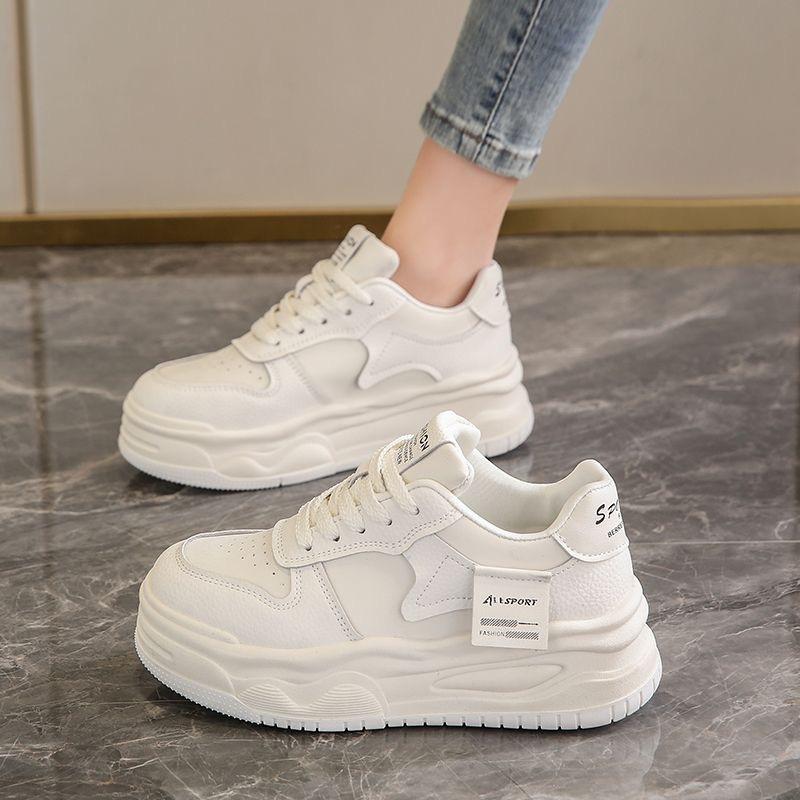 Thick-soled Heightening Little White Shoes Women's Spring and Autumn Velvet Muffin Women's Shoes 2024 New Red Casual Board Shoes Sneakers