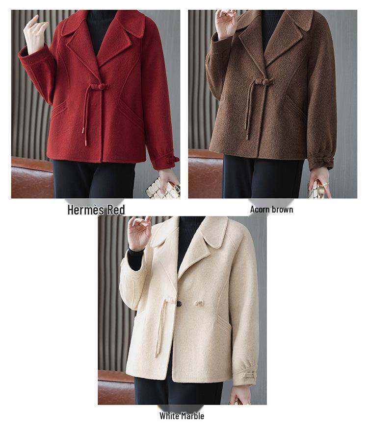 Spring & Autumn Wool Lapel Coat for Middle-aged Women