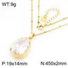 Kalen French INS Teardrop Zircon Pendant Necklace Luxury Stainless Steel Choker for Women Gift