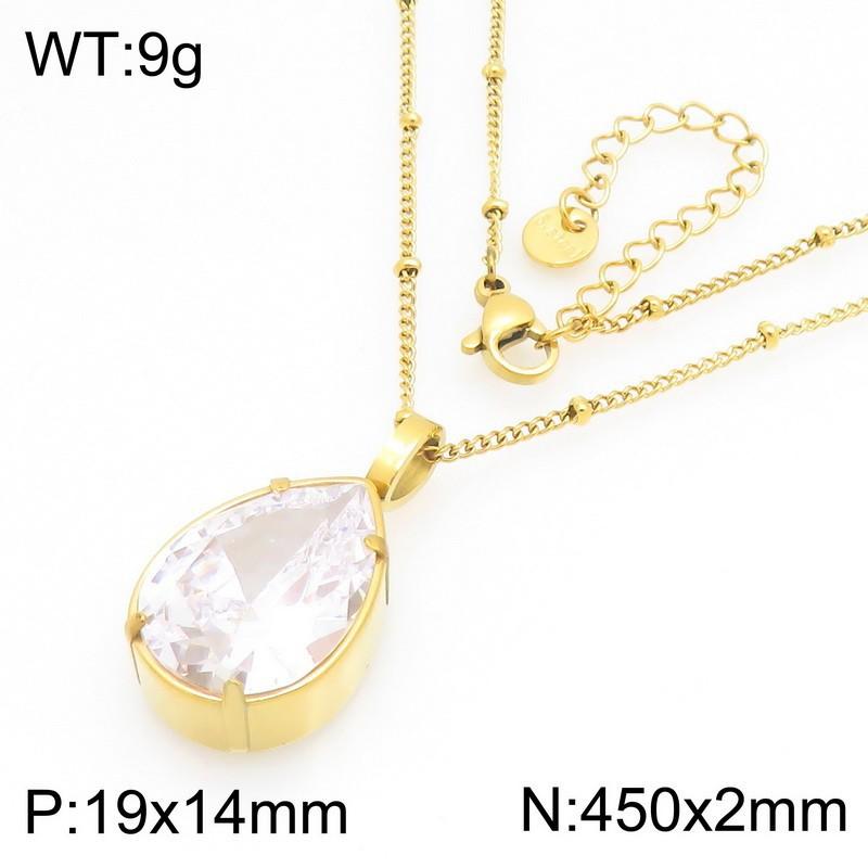 Kalen French INS Teardrop Zircon Pendant Necklace Luxury Stainless Steel Choker for Women Gift