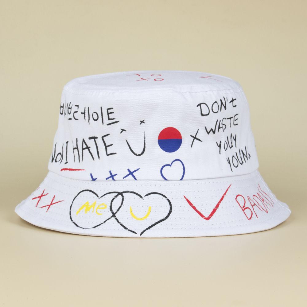 

Letter Fisherman Print Hats Sun Protection Sunhat Gifts Casual Fashion Kids білий