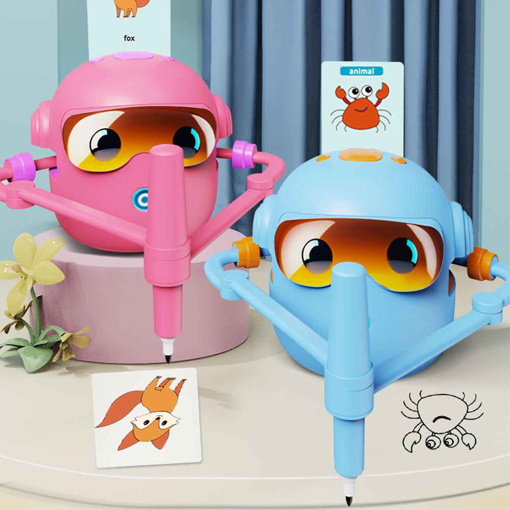 Kids Drawing Robot Early Educational Toys with 100 Cards Preschool Learning Activities Birthday Christmas Gifts for Boys Girls