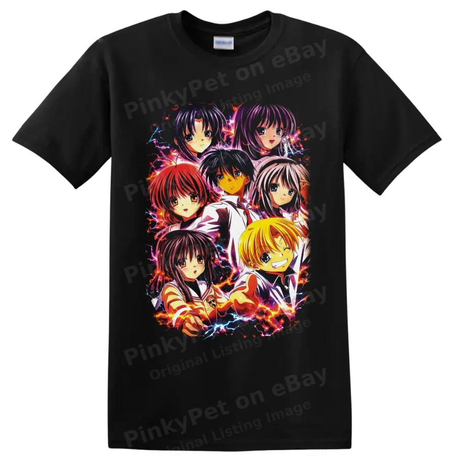 Kanon Anime T Shirt Colorful Character Group Lightning Graphic Retro Art Tee