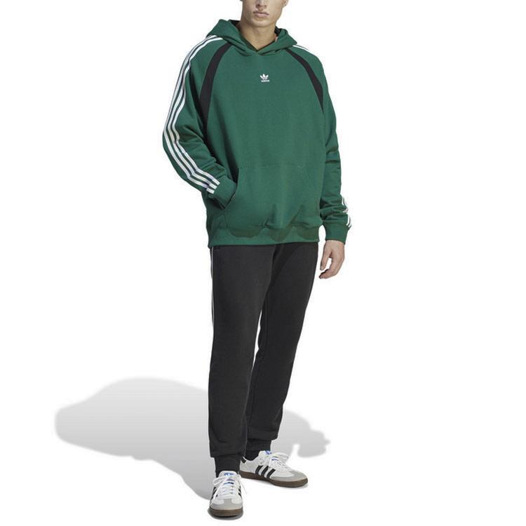 Adidas Originální Colorblock Logo Potisk Ležérní Mikina s Kapucí Dlouhý Rukáv Pánské Top Zelená IW3646