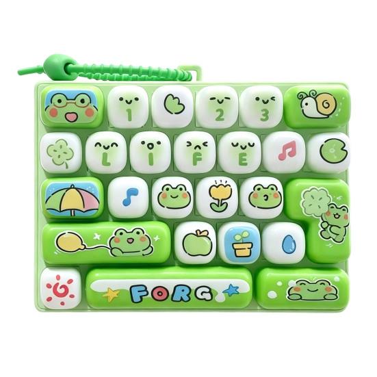 Interactive Keychain Accessory 26-Key Keyboard Fidget Toy, Cute Cartoon Clicky Clicker Toy with Portable Tool Keychain, Backpack Charm Pendant