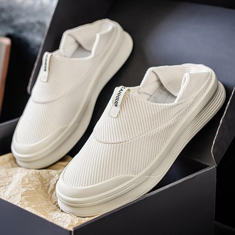 Flat-soled Versatile Fashionable and Simple Men's Casual Sneakers Solid Color Casual Breathable Lazy Men's Shoes