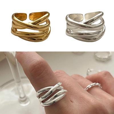 Handmade Irregular Interwoven Rings Women's Irregular Line Crossed Ring With Geometric Style For Fashionable Outfits