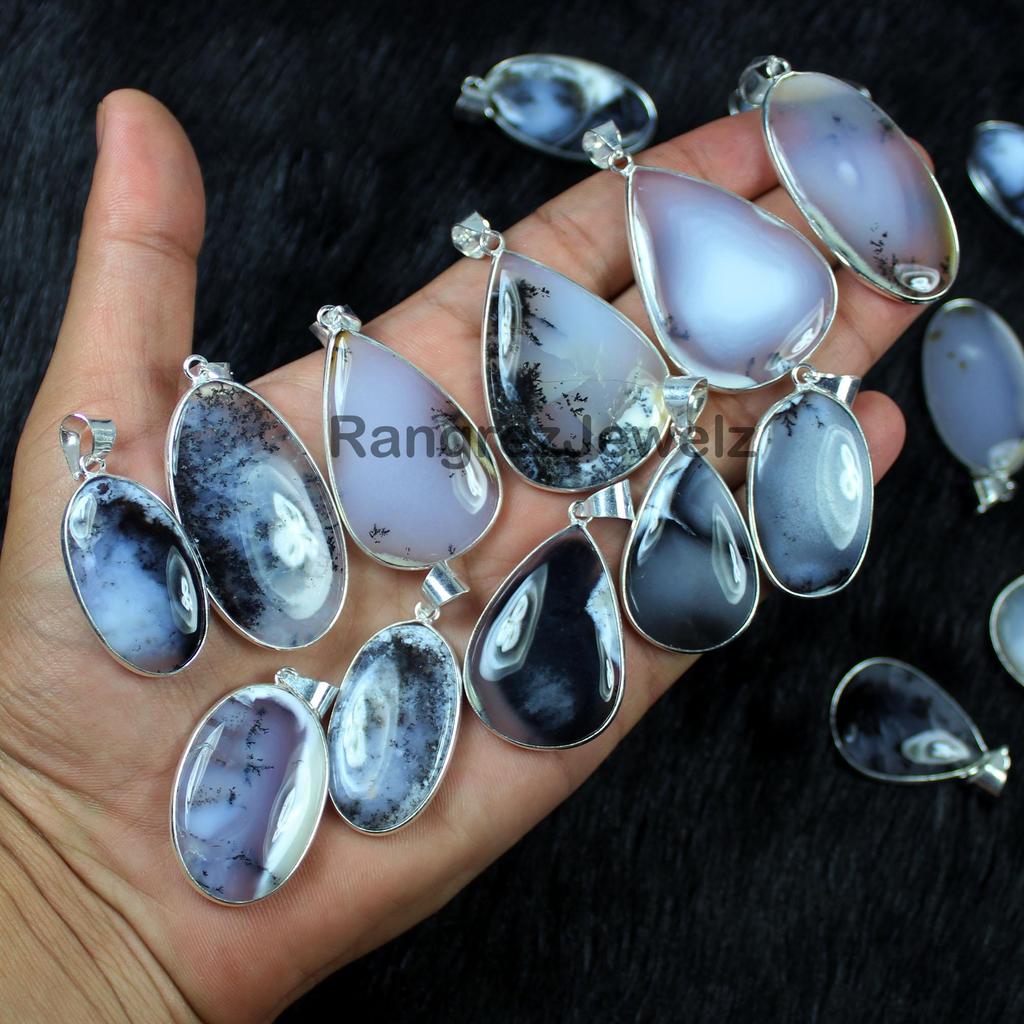 Dendrite Opal Gemstone Pendant Jewelry Making For Silver Jewelry Supply Healing Crystal Pendant Necklace Gift For Her Wire Wrapping Pendant