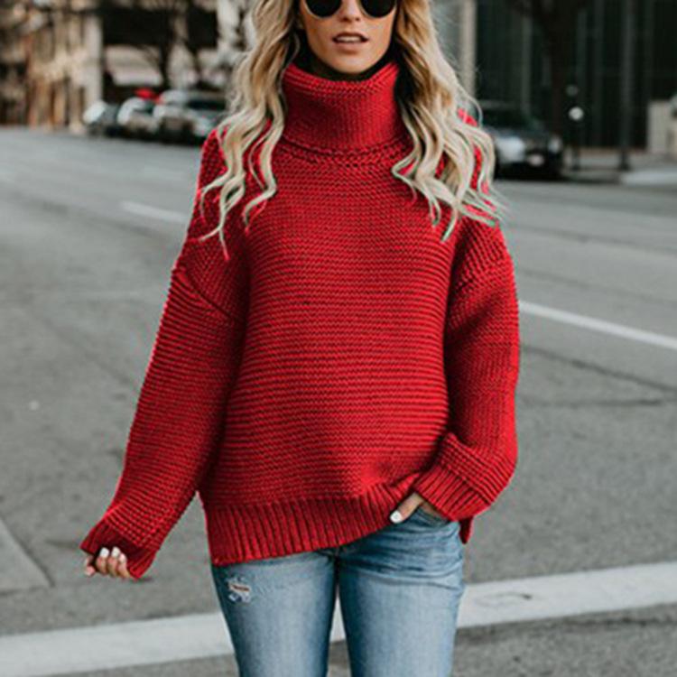 2026 Autumn/Winter Women's Thick Yarn High Neck Long Sleeve Knit Pullover Sweater