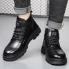Martin Boots Men's Winter Men's Shoes New High-top Casual Velvet Leather Boots Trendy Versatile Retro Tooling Short Boots