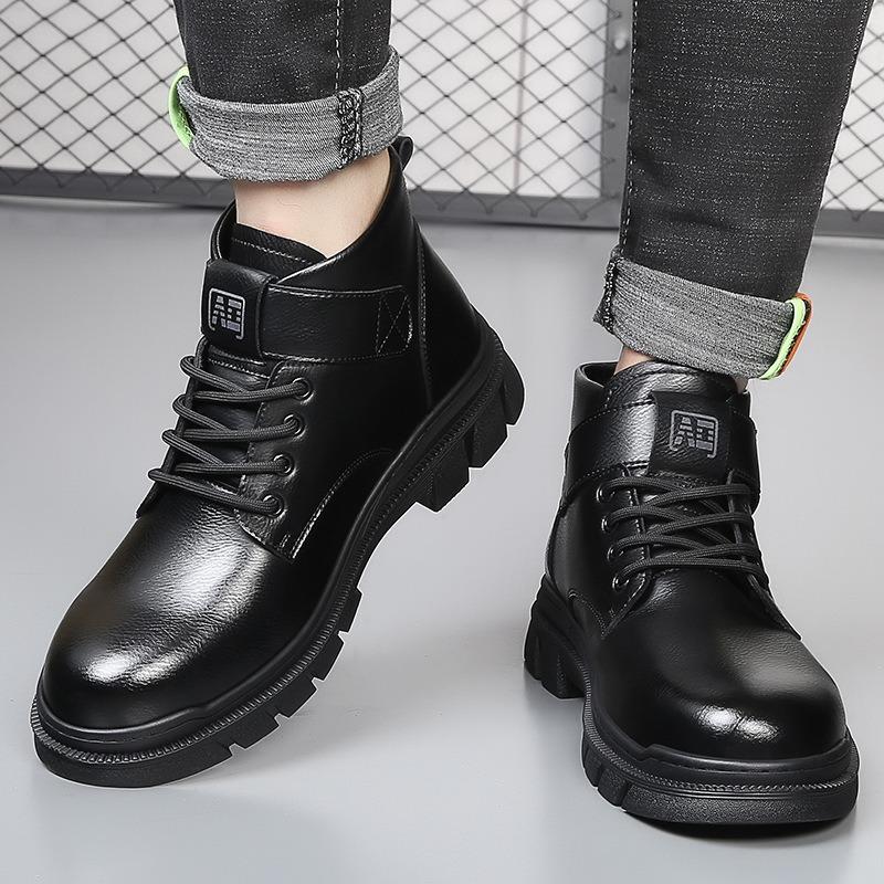 Martin Boots Men's Winter Men's Shoes New High-top Casual Velvet Leather Boots Trendy Versatile Retro Tooling Short Boots