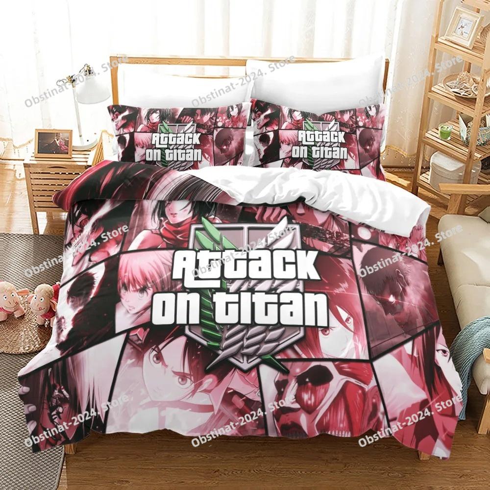 Neues Attack On Titan Bettwäsche-Set Einzelbett Twin Full Queen King Size Attack On Titan Bett-Set Kinder Kinderzimmer Bettdeckenbezug-Sets