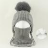 Kids Winter Warm Knitted Set Pom‑pom Hat Scarf Gloves 3‑Pcs Set Or Single Beanie Hat Windproof Ear Protection For Boys Girls Cold Weather Outdoor