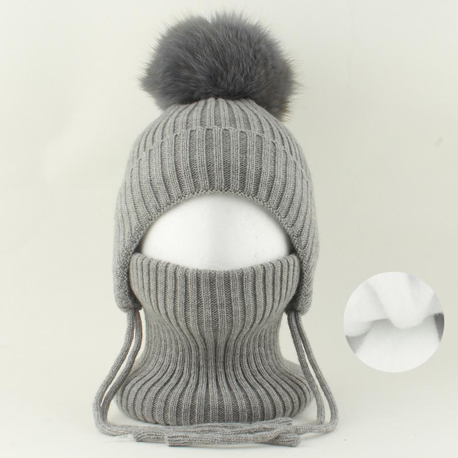 Kids Winter Warm Knitted Set Pom‑pom Hat Scarf Gloves 3‑Pcs Set Or Single Beanie Hat Windproof Ear Protection For Boys Girls Cold Weather Outdoor