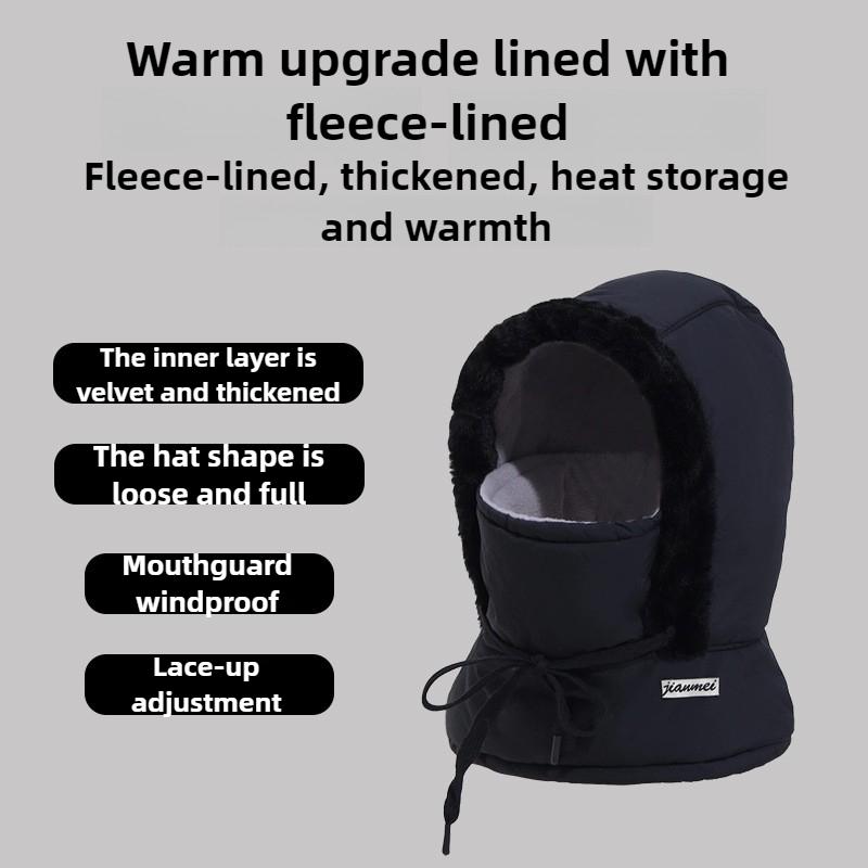 Unisex Windproof Earmuffs Winter Hat for Winter Warmth, Men's and Women's Neckbands, Thick Fleece Riding Masks, Warm Hats