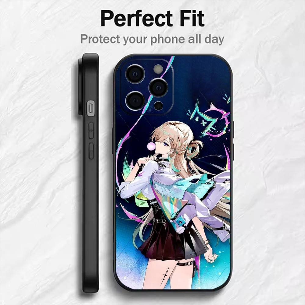 

Lynae WuWa Phone Case For iPhone17,16,15,14,13,12 Plus,Max Soft Silicone Black Cover iPhone16