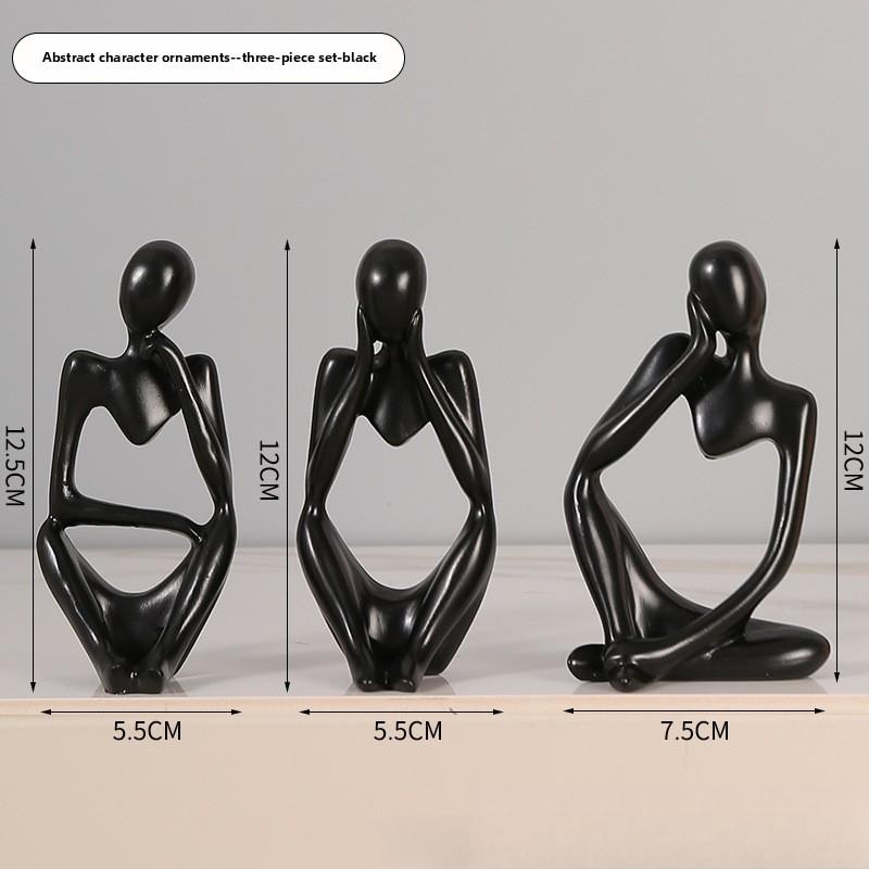 3pcs Mini Abstract Figure Ornaments Home Decor Entrance Decoration Living Room Model Room Creative Resin Crafts