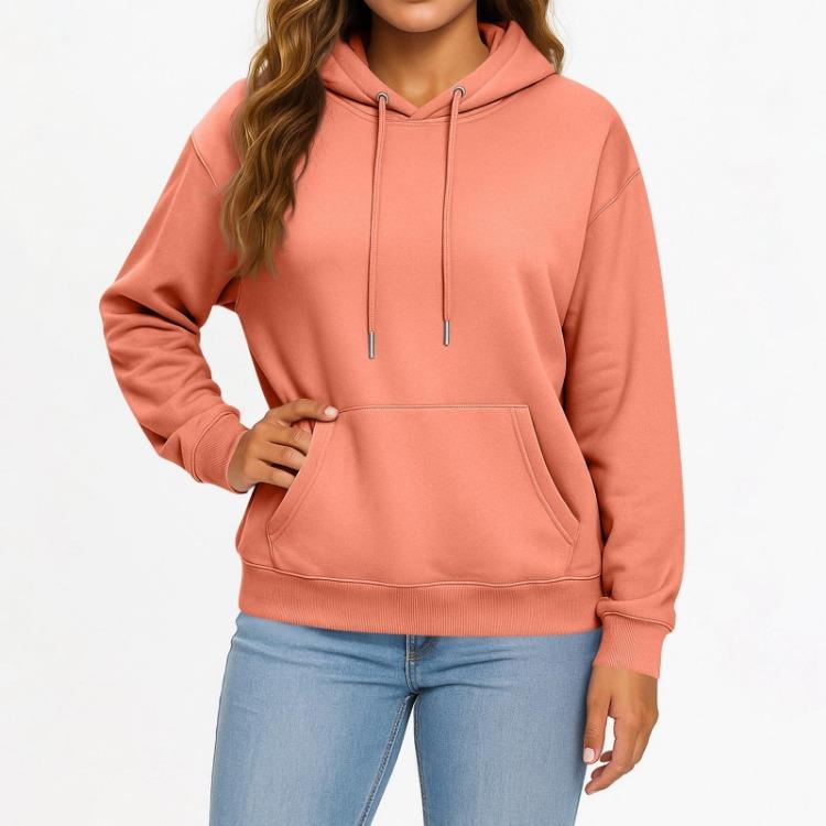 Casual Solid Color Hooded Sweatshirt with Pockets Long Sleeve Pullover Top for Women and Men Adult Fashion