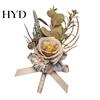 Elegant Rose Boutonniere Bud Wedding Flower Set, Wrist Corsage for Bride Bridesmaid Realistic Brooch & Groom Groomsman, Artificial Silk Floral