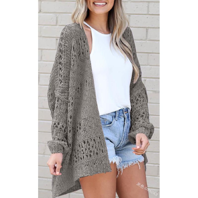 2026 Spring and Autumn New Fashion Women's Cardigan Long Sleeve Hollow Mohair Sweater Coat