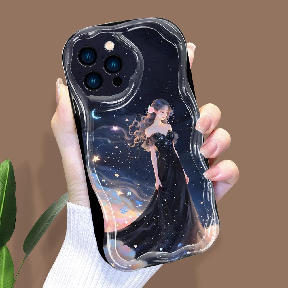 Model de desene animate Carcasă cu textura cremă Marginea ondulată Husă din silicon moale Husă pentru telefon pentru iPhone Samsung Huawei Honor Xiaomi Redmi Infinix Tecno