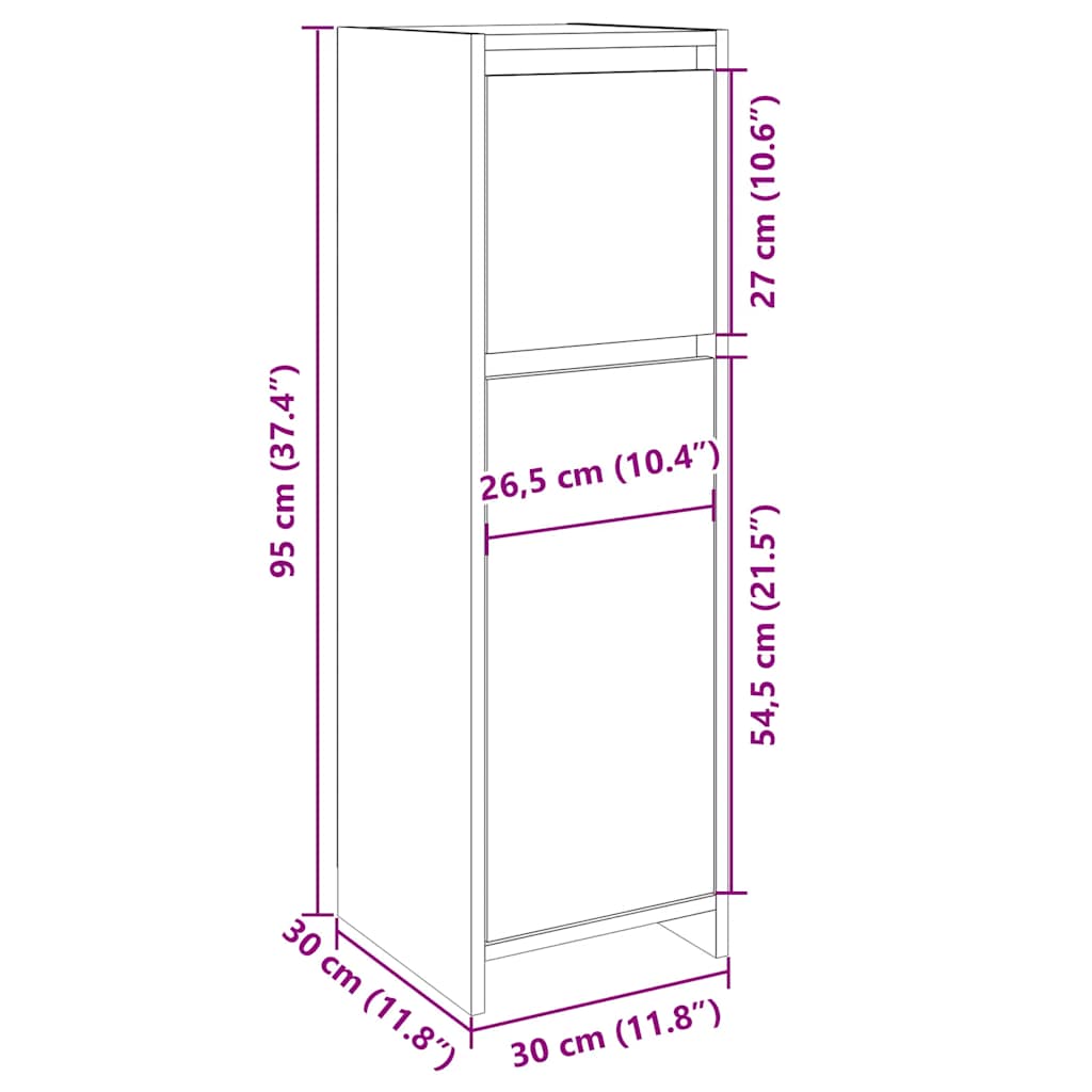Bathroom Cabinet In Sonoma Oak 30 X 30 X 95 Cm Particleboard