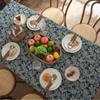 Kitchen Dinning Wrinkle Free Soft Fabric Rectangle Table Cloths with Tassels