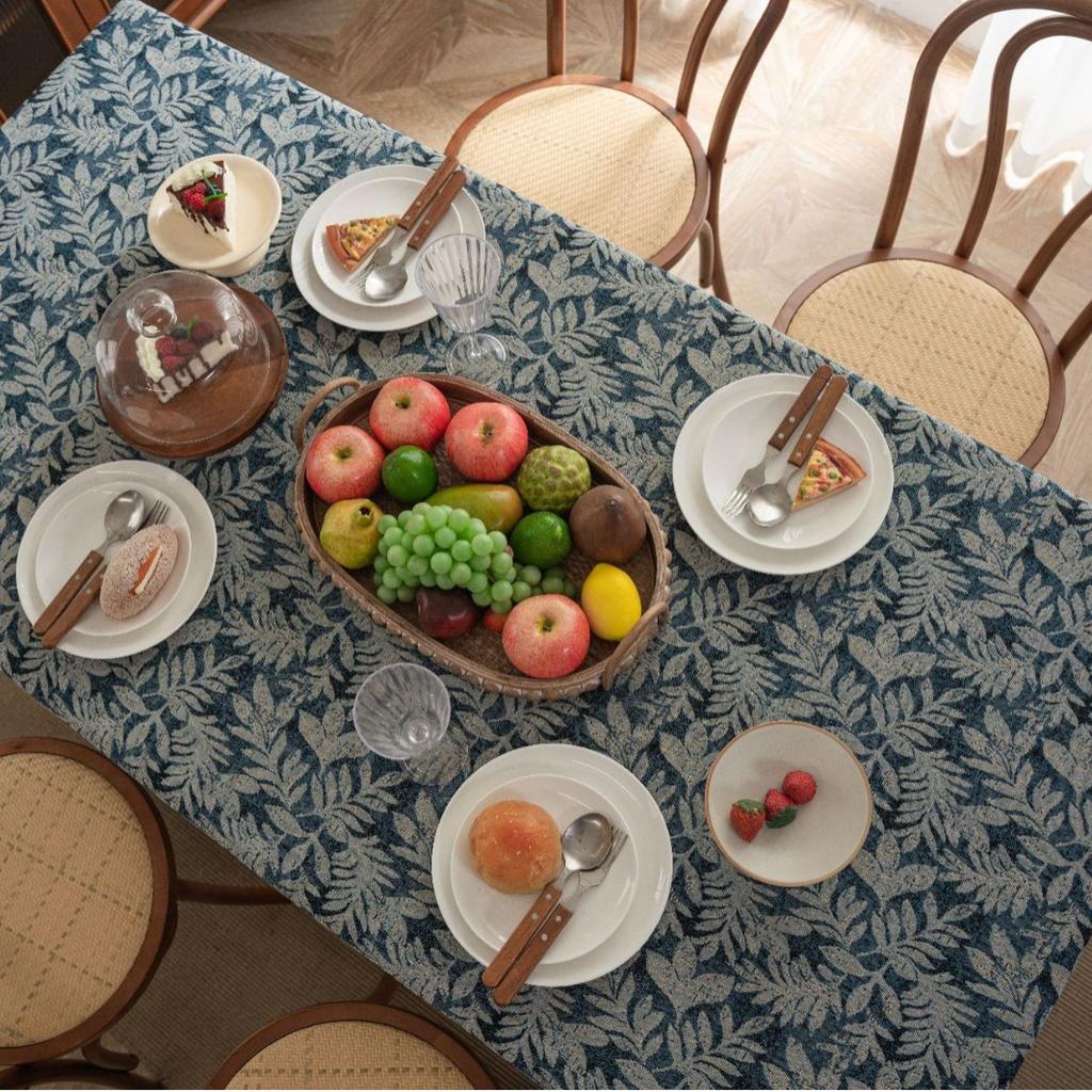 Kitchen Dinning Wrinkle Free Soft Fabric Rectangle Table Cloths with Tassels