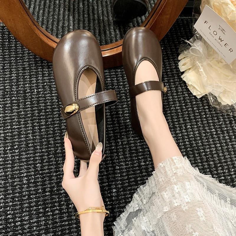 French retro shallow mouth single shoes women's spring new French evening shoes gentle fairy wind flat Mary Jane shoes women
