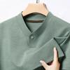 2026 Korean Style Men's Casual and Fashionable One Button V-neck Solid Color Short Sleeved T-shirt Summer Versatile Top