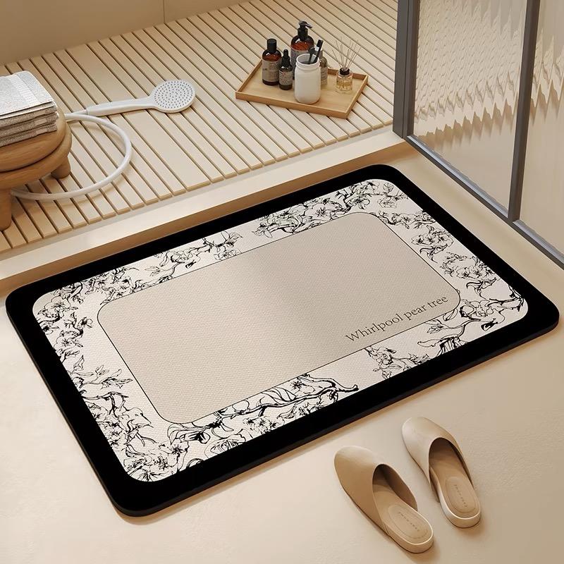 Bathroom Floor Mat Cream Wind Diatom Mud Super Absorbent Non-Slip Carpet Toilet Floor Mat Household Door Mat