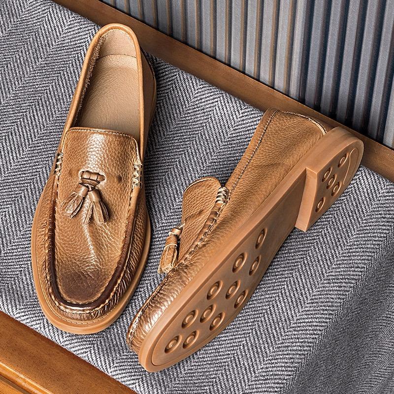 Top Quality Men Genuine Leather Driving Loafers Slip On Tassel Decorated Comfortable Soft Leather Men Moccasins Shoes