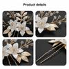 Bridal Wedding Hairpin White Flower Leaf Design Crystal U Pin For Elegant Hairstyles