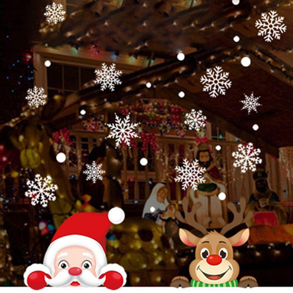 Art Xmas Decor Snowflake Decals Christmas Window Stickers Shopwindow Ornament Santa Claus Reindeer
