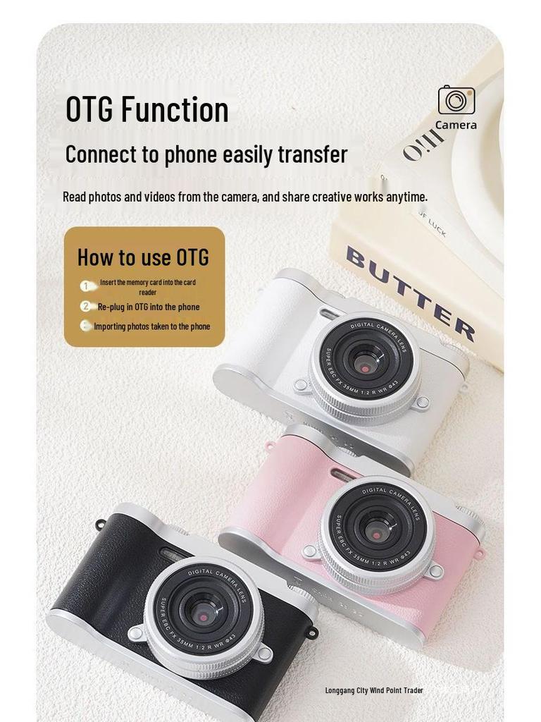 Pixel Retro Dual-Lens Cute Digital Camera with Beauty Filter - 9600W for School Students, Polaroid Photography, and Gift.