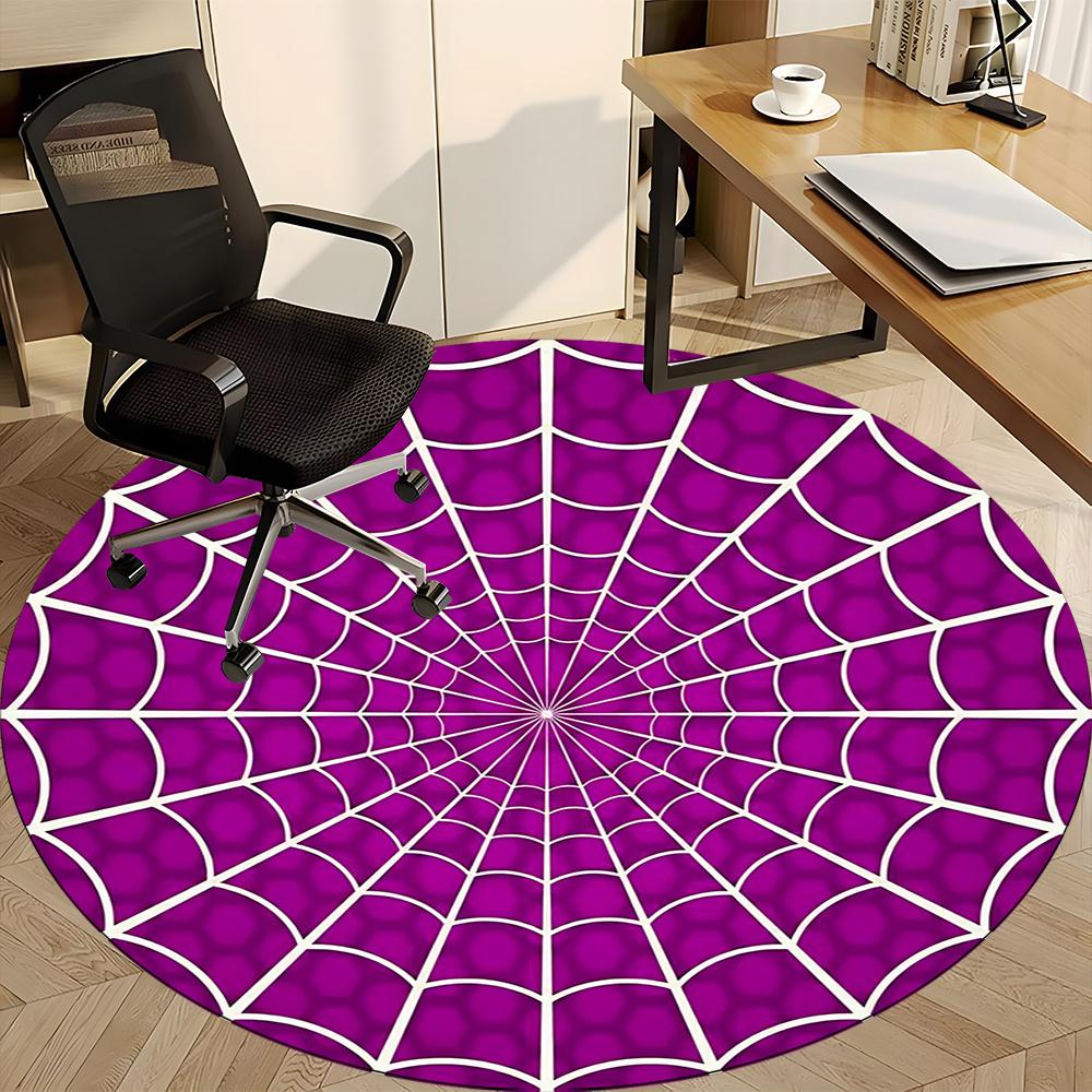 1pc Spider Web Office Round Area Rug, Indoor Mat Suitable ForOffice, Under Office Chairs Bedroom Living Room Home Decor, Room Decot077