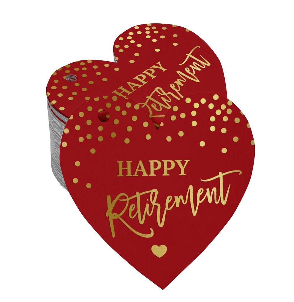 Inkdotpot Silver Foil Paper Hang Tag Happy Retirement Favor Tag 100 Pieces