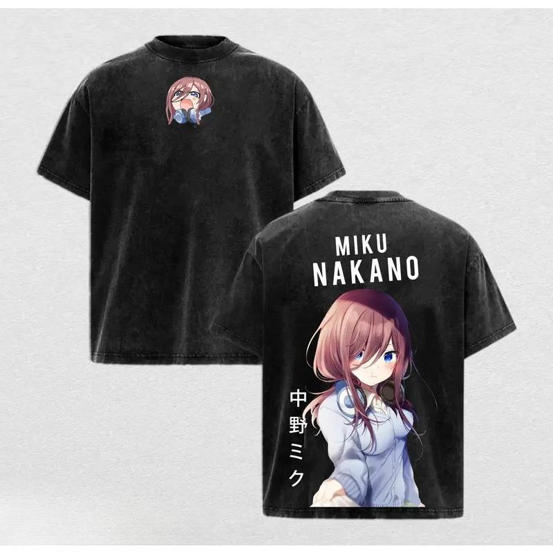 The Quintessential Quintuplets Miku Graphic Tshirt Men Women Clothing Short Sleeve Cotton T-shirts Washed Tee Harajuku T Shirt