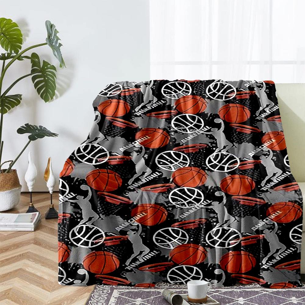 Basketball Theme Printed Blanket - Perfect for Couch, Bed, Travel & Outdoor Use | Machine Washable, Cozy & Durable.