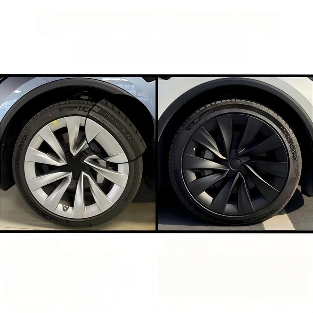 4pcs Hub Caps 20" Tesla Model Y Juniper 2025 Replacement Wheel Cover Auto Hub Caps Full Rim Accessories (Sliver)