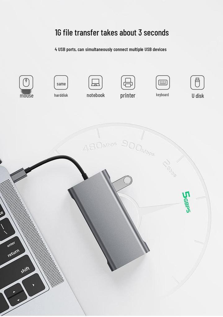 Type C to HDMI Laptop Dock with VGA, Gigabit Ethernet, USB 3.0, and SD/TF Card Reader