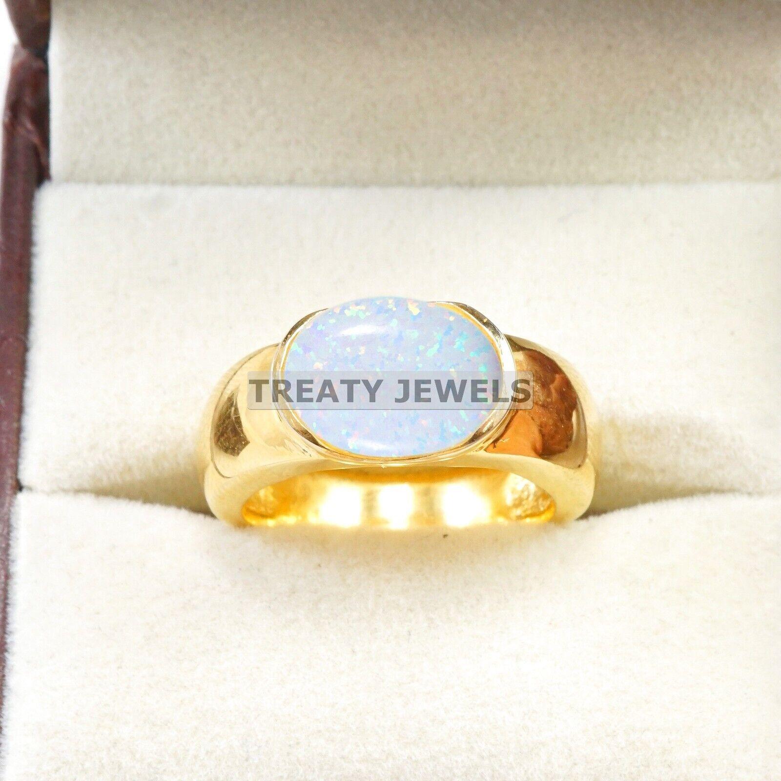 

Opal Oval Cut With 925 Sterling Silver Gold Plated Ring For Men s #B368 JL375682066287 4-16 US золотий