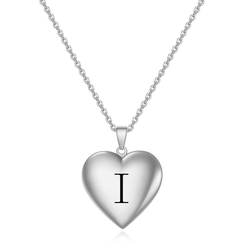 Memorial Heart Pendant Necklace, Openable Titanium Steel with Initials for Women