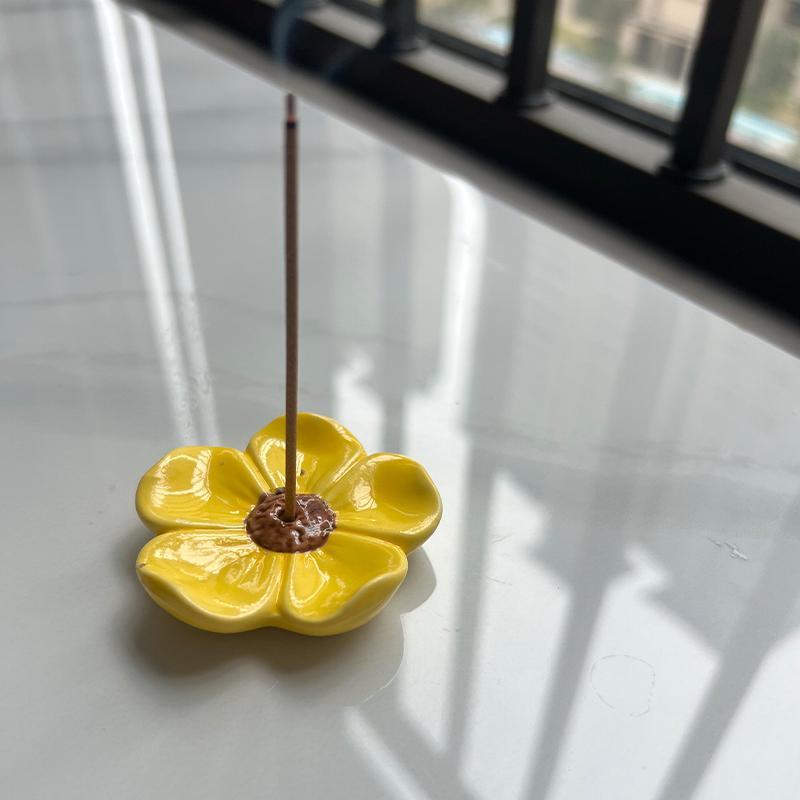 Incense Flat Bottom Censer Holder Ceramic Delicate Creative Portable Flower Incense Stick Holder