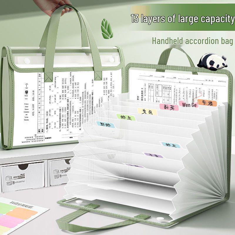 Accordion File Bag for Students: Test Paper and Subject Classification Storage Album